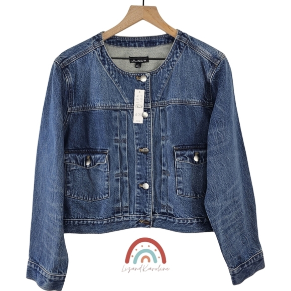 New! J. Crew Pleated Denim Lady Jacket - Picture 3 of 10